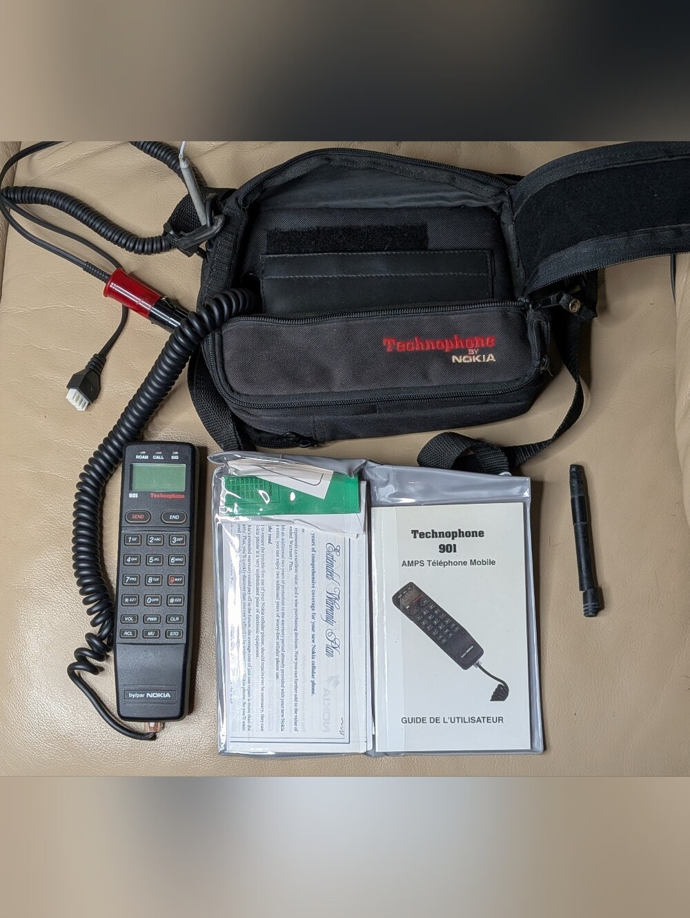 Nokia Technophone 901 Portable Car Phone with Black Carry Case and Accessories